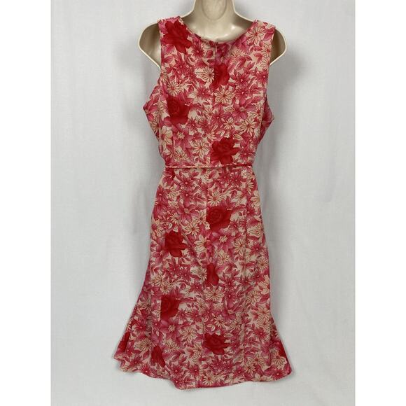 Vtg Y2K Studio I Dress Womens 14 Pink Retro Garden Floral Sundress Midi Romantic - Picture 5 of 12